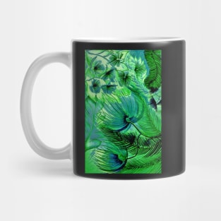 GREEN TROPICAL FLOWERS LARGE FERN PALMS TRIFFIDS ART POSTER DECO PRINT Mug